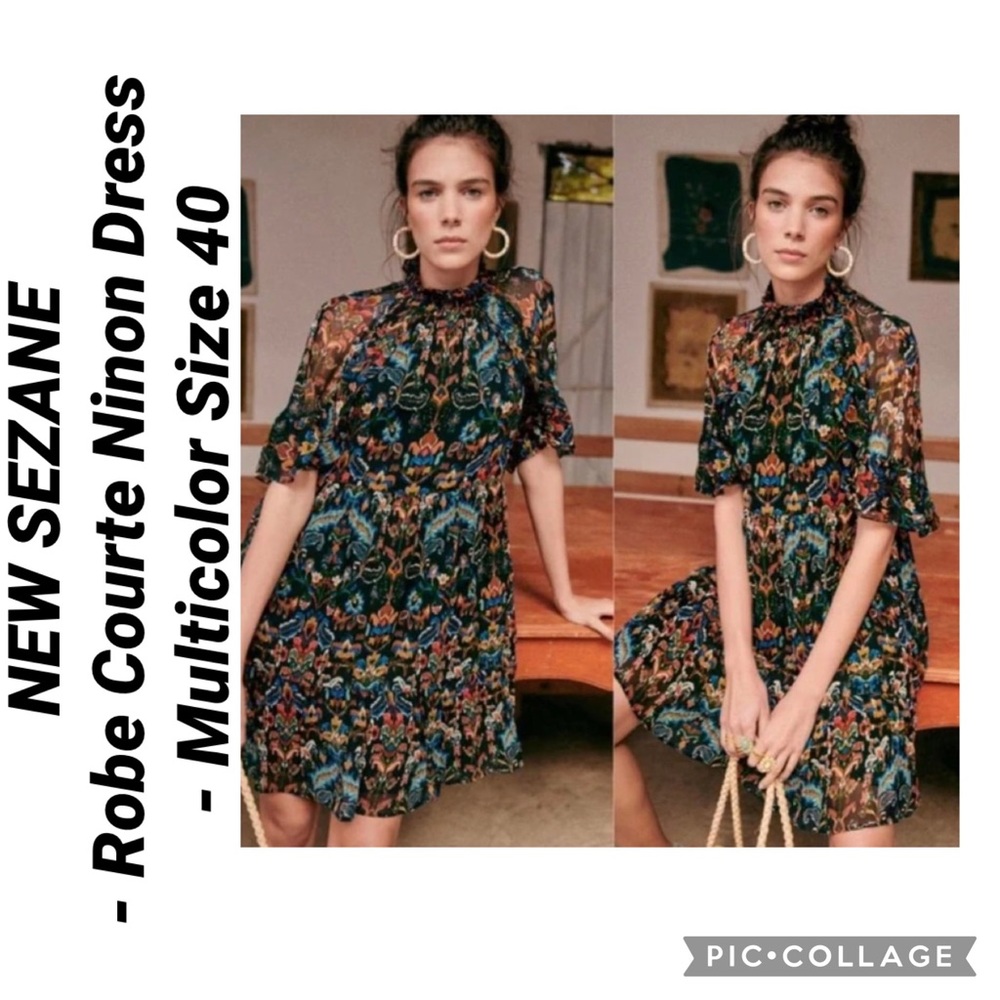 NEW SEZANE 
- Robe Courte Ninon Dress
- Multicolor Size 40